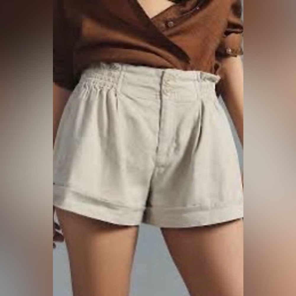 Anthropologie High Waist Cream Shorts